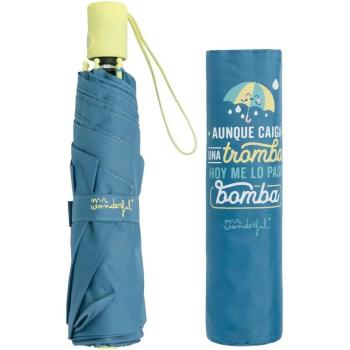 Paraguas Mediano Mr. Wonderful - Aunque caiga una tromba, hoy me lo paso bomba - Azul