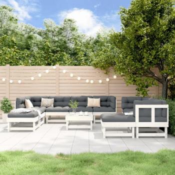11-Piece White Solid Pine Garden Lounge Set