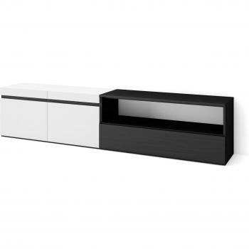 Mueble TV Moderno Blanco y Negro con Almacenamiento para Televisores de hasta 80 - 200x45x35cm