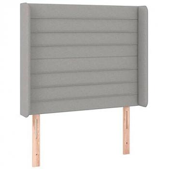 Cabecero con LED de tela gris claro 103x16x118/128 cm