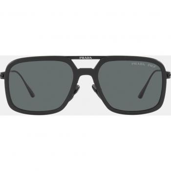 Prada PR 57ZS Asian Fit Polarized Sunglasses for Men, Color 1BO5Z1, Black, Size 55