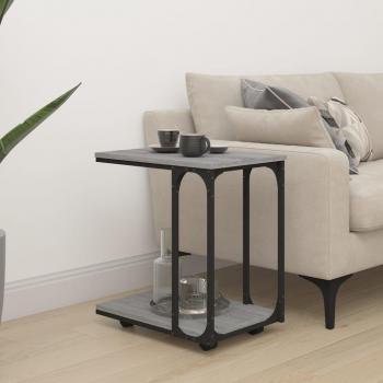Mesita auxiliar con ruedas de madera multicapa en color gris Sonoma, dimensiones 50x35x55,5 cm