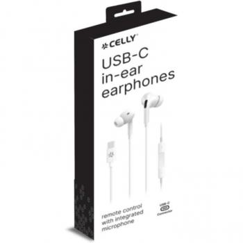 Auriculares Alámbricos In-Ear Estéreo USB Tipo C Blanco - Celly UP1200TYPEC