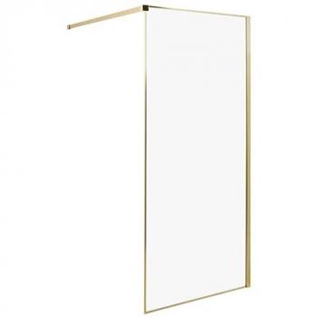 Mampara de ducha sin puerta en vidrio templado dorado 90 x 190 cm Waspam
