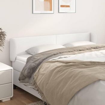 Cabecero de Cama Tapizado en Cuero Sintético Blanco con Orejas 203x23x78/88 cm