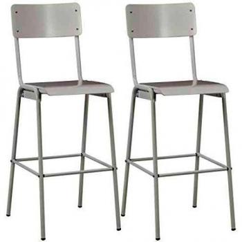 SengentoStyle Barstoelen 2 st massief multiplex staal wit