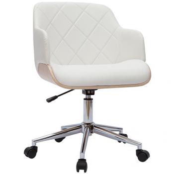 Sillón de oficina moderno blanco y madera clara Sandro