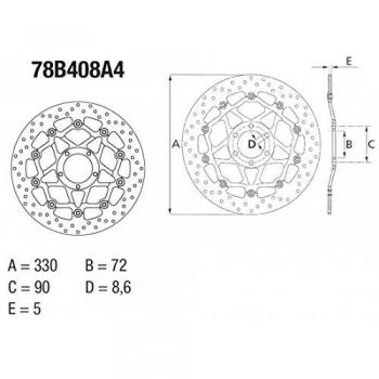 35700136 – Disco de freno delantero Brembo serie oro redondo semi-flottant Type 78b408
