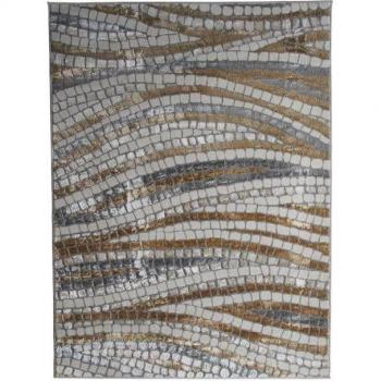 Alfombra gráfica efecto teja 160 cm x 230 cm gris/dorado BORGES SWIM