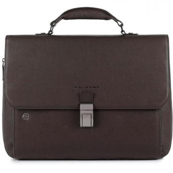 Piquadro Dark Brown Handbag with Smart Tracker, unisex, Size: ONE SIZE