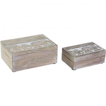 Juego de Cajas Decorativas Elefante Blanco - Set de 2