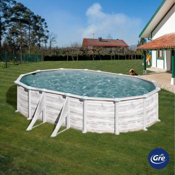 Piscina Ovalada de Pared de Acero Groenlandia Gre 500x300x132 cm. Estilo Nórdico