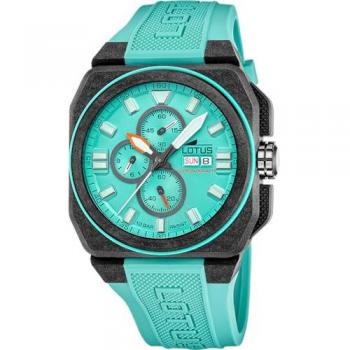 Reloj Lotus Chrono 18976/5 para Hombre con Correa de Caucho Azul y Caja de Fibra de Carbono Negro