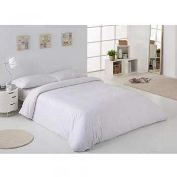 ESTELA - Funda nórdica Combi Liso Cala Color Blanco - Cama de 90 cm. - 100% Algodón - 144 Hilos