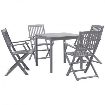 Juego de comedor de jardín 5 pzas madera maciza de acacia gris