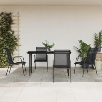 5 Piece Black Steel and Textilene Garden Dining Set