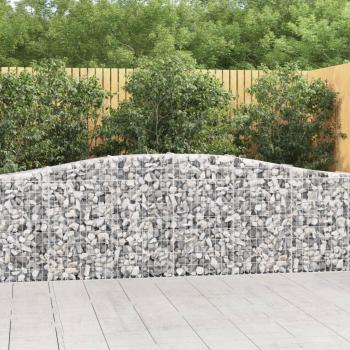 Cestas de gaviones vidaXL 8 uds forma de arco hierro 400x30x80/100 cm Plateado
