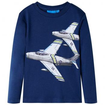 Camiseta para Niños Manga Larga Estampado Aviones Azul Marino 116