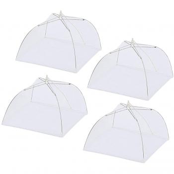 IPOW [4 PCS Cubierta Protectora Alimentos Fresca, Mosquitera Comida desplegable Cubre Platos para Cocina, Barbacoa, Picnics, Fiesta al Aire Libre, Blanco