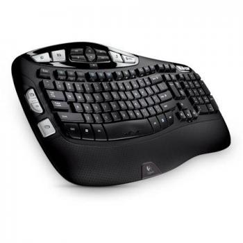 Logitech K350 Teclado Inalámbrico Ergonómico con Receptor USB Unifying, Disposición QWERTY Pan Nordic, Negro