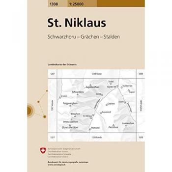 Mapa Excursionista y Topográfico 1308 St. Niklaus - Escala 1:25.000 - Multilingüe (Francés, Inglés, Alemán, Italiano)
