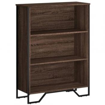 Estantería de almacenamiento moderna de madera de ingeniería marrón roble con patas de metal, 80x31x106 cm