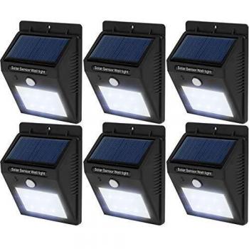 TecTake Lámpara energía Solar Exterior 6 LED de Pared de jardín Movimiento pir Sensor - Varias cantidades -