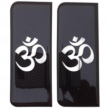Om símbolo número placa pegatina para hindú carbono & plata 3d resina Gel, curvada