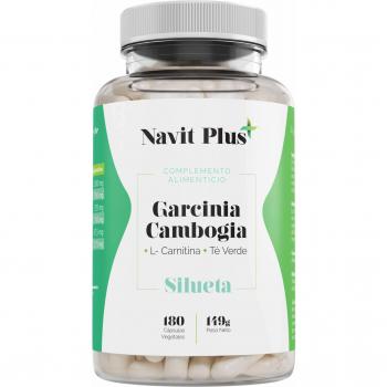 Garcinia Cambogia + L-Carnitina + Té Verde | Reductor del apetito | Código Nacional Farmacia 194557.0 | Quemagrasas 100% natural | Fabricado en España |180 cápsulas vegetales | Navit Plus.
