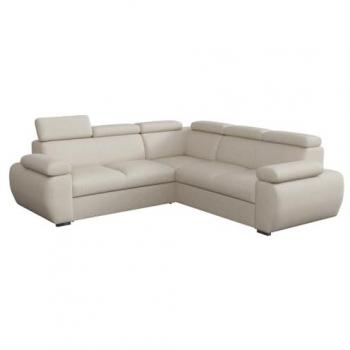 Sofá rinconero Columbus 215 con función de descanso y caja de ropa de cama, 260 x 85 x 260 cm, color marrón claro