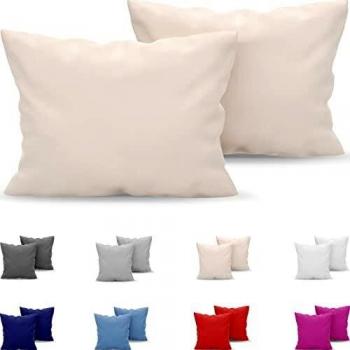 Dreamzie - Set de 2 x Funda de Almohada 40x70 cm, Beige, Microfibra