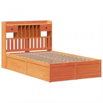 Estructura de cama sin colchón en madera maciza marrón 135x190 cm