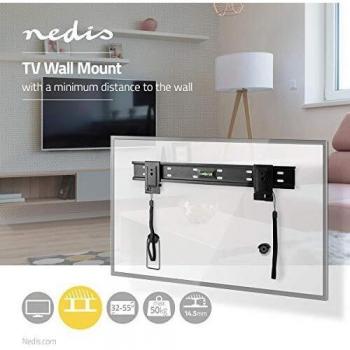 Nedis Soporte TV Fijo de Pared Soporte TV Fijo de Pared | 32-55 | Peso máximo de Pantalla Compatible: 50 kg | Mínima Distancia de la Pared: 14.5 mm | Acero | Negro Negro
