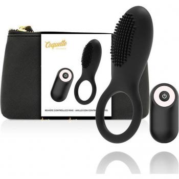 Coquette Chic Desire Anillo Vibrador con Control Remoto Recargable Negro / Dorado