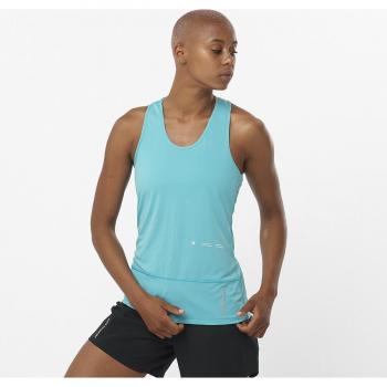Camiseta de mujer Salomon Cross Run GFX tirantes azul claro (M)