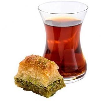 Topkapi - Juego de 6 vasos grandes de té turco Ajda, 165 cc, transparentes