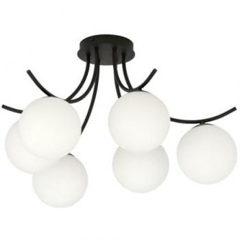 Lámpara de Techo Boston EPIKASA, Acero con recubrimiento en polvo y Vidrio, Color Negro y Blanco, 70x37x65 cm