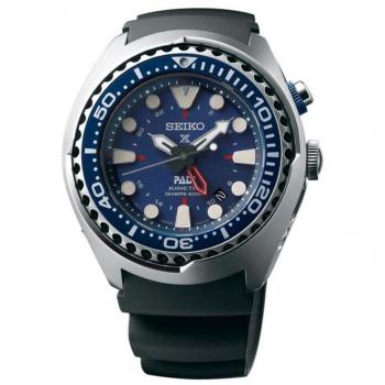 Gents mens steel seiko kinetic special edition padi gmt divers watch on rubber strap sun065p1
