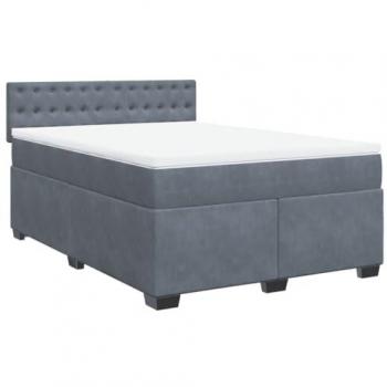 Cama Box Spring con colchón de terciopelo gris oscuro 140x200 cm