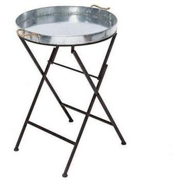 Mesa auxiliar para jardín plegable redonda metal zinc Ø 50,5 cm