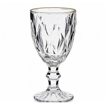 Copa de vino dorada transparente de vidrio, set de 6 unidades (330 ml)