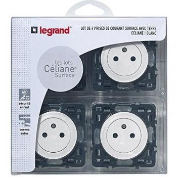 Legrand leg200260 Céliane2 – Juego de 4 tomas de corriente con tierra composable blanco
