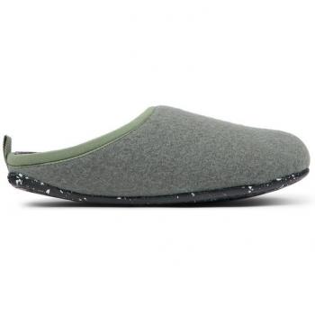 Camper Wabi Women's Open-Back Slippers - Green Cotton Fabric