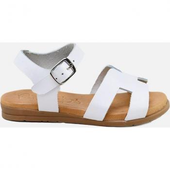 Sandalias de niña Eli 1957 en piel con planta de gel, modelo H Blanco Gel Papanatas