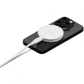 Cargador inalámbrico magnético Qi2.0 de 15 W con carga rápida y soporte para conferencias, color blanco
