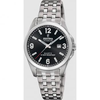 Reloj Festina F20697/3 Titanium Calendario Negro Correa de Titanio para Mujer