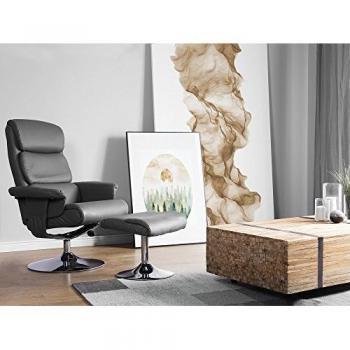Sillón reclinable de masaje con reposapiés en piel sintética gris, calefacción y respaldo ajustable diseño retro Legend