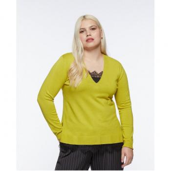 Jersey de mujer con aplicaciones de encaje a contraste