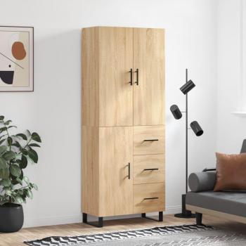 Aparador alto de madera contrachapada color roble 69,5x34x180 cm
