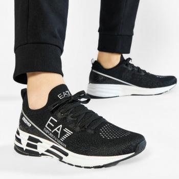 EA7 Emporio Armani Men's Crusher Distance Knit Black Sneakers